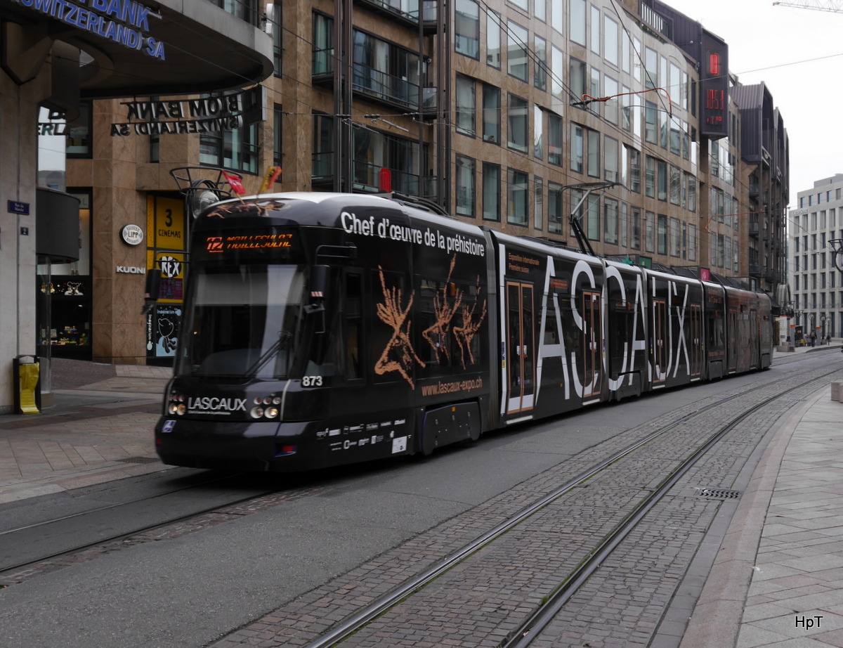 TPG - Werbetram Be 6/8 873 unterwegs in Genf am 01.11.2015