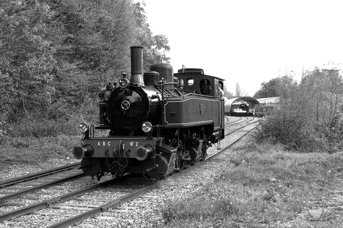Train Thur Doller Alsace - Mallet  Cirey No. 2  präsentiert sich am 27.10.2019 vor dem Depot im Bahnhof Burnhaupt.