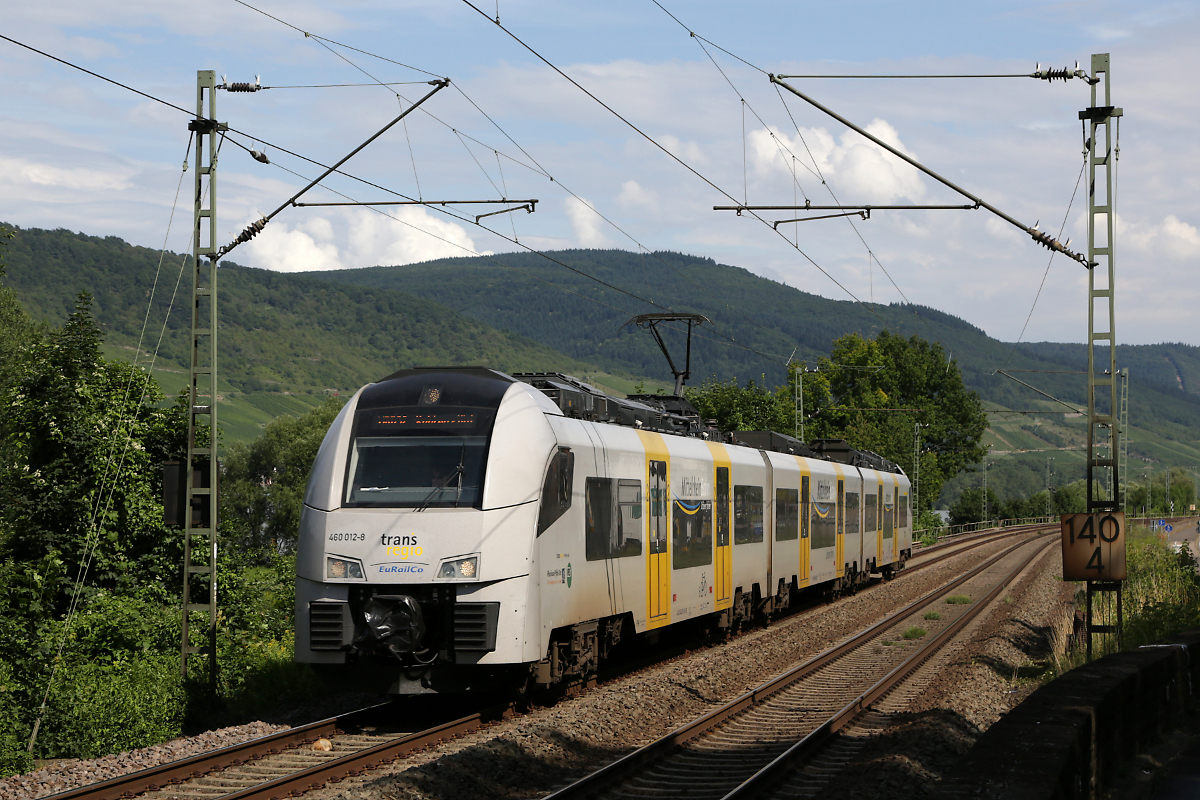 trans regio 460 012-8 ..., MRB 25342 Mainz - Koblenz, Rheindiebach, 10.07.2012
