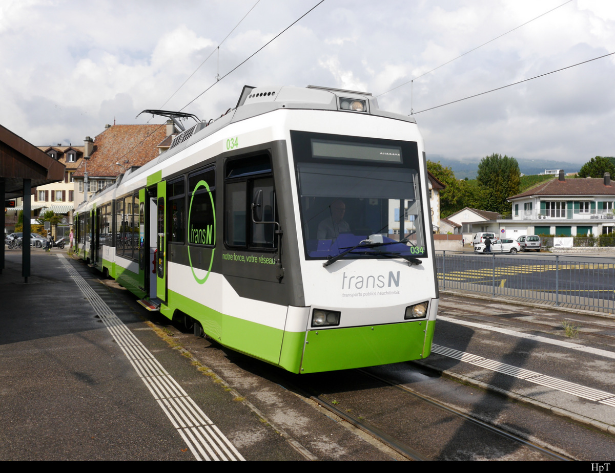 transN - Triebwagen Be 4/8 34 in Boudry als Regelzug nach Neuchatel  am 21.09.2020