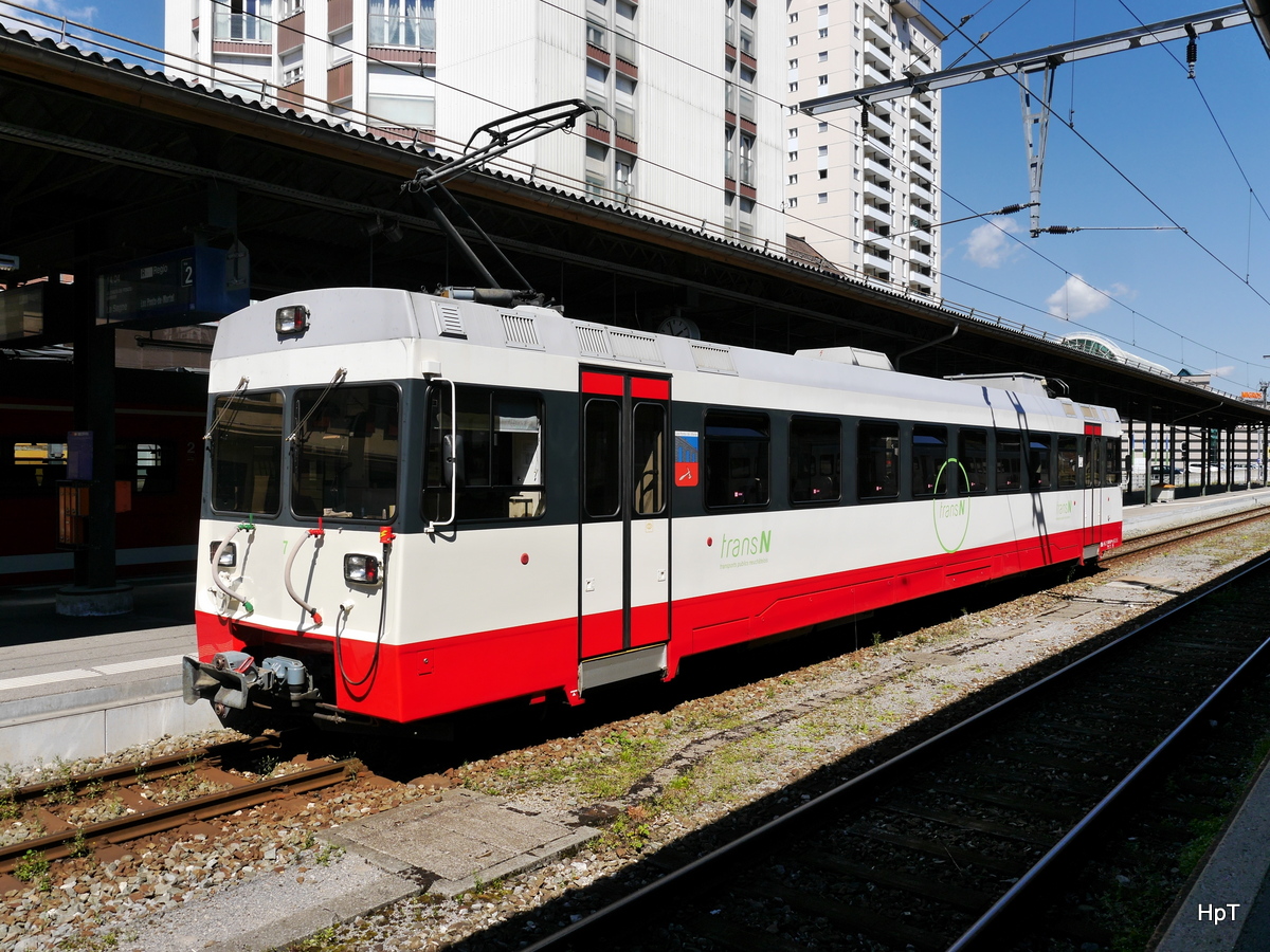 TransN (TRN) - Triebwagen BDe 4/4 7 im Bahnhof von La Chaux de Fonds am 27.08.2016
