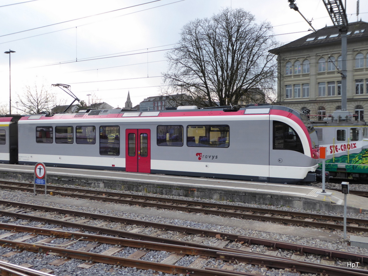 travys ( YSteC ) - Neuer Zug  Triebwagen Be 4/4 3001 in Yverdon am 18.02.2016