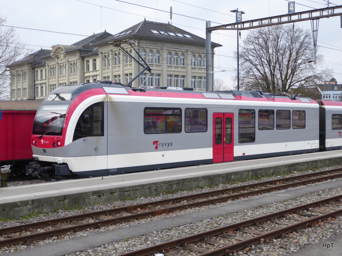 travys ( YSteC ) - Neuer Zug  Triebwagen Be 4/4 3002  in Yverdon am 18.02.2016