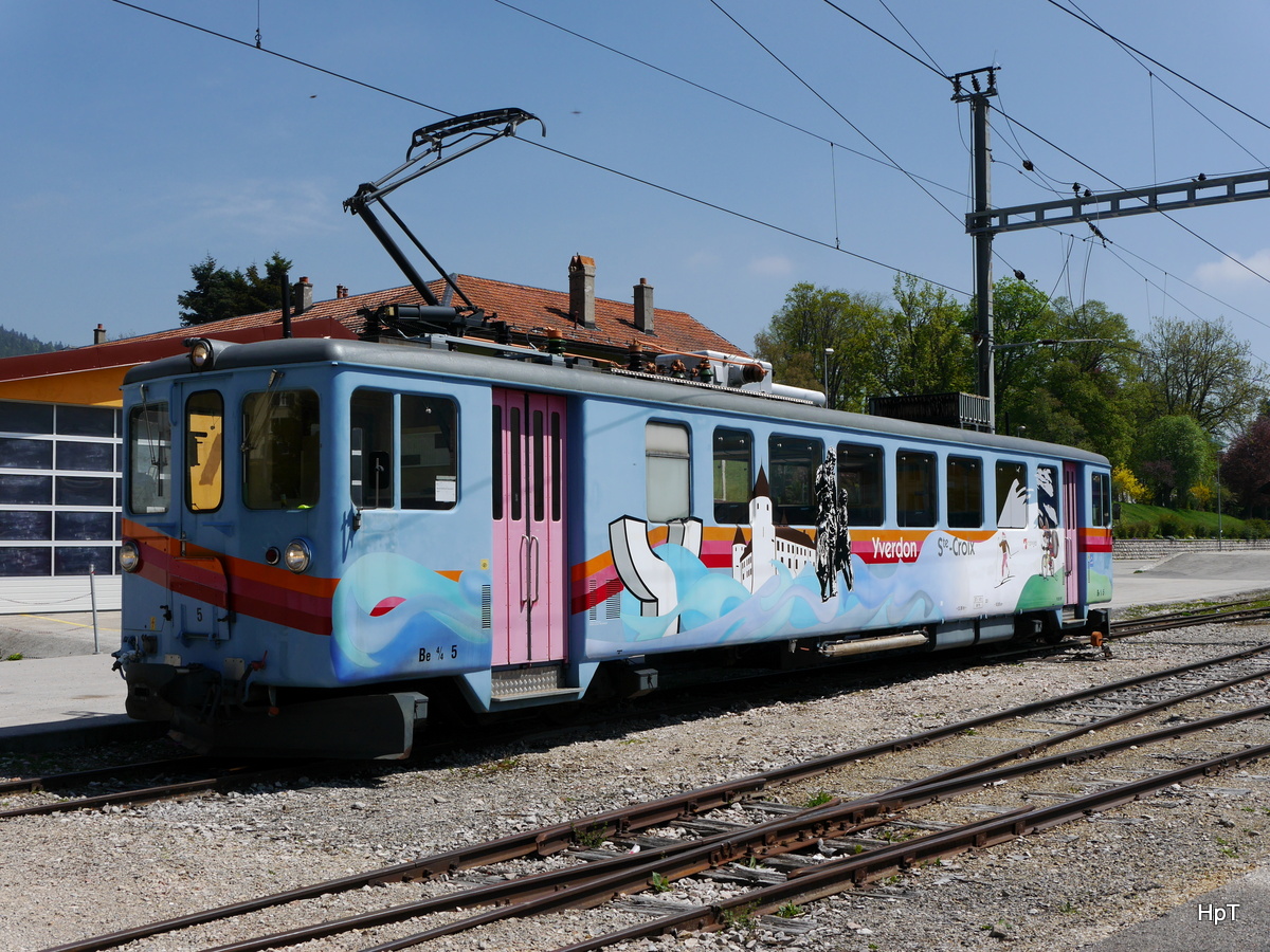 travys / YsteC - Triebwagen Be 4/4 5 abgestellt in St. Croix am 05.05.2018