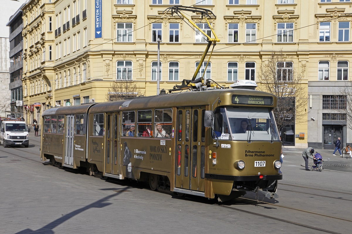 Triebwagen 1107,Brno namesti Svobody, 13.03.2017.