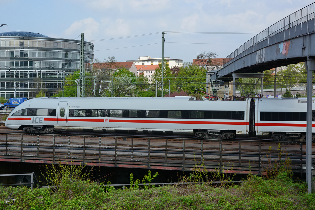 Triebwagenkopf des ICE-T  Reutlingen  der DB im  April 2017 in Dresden.