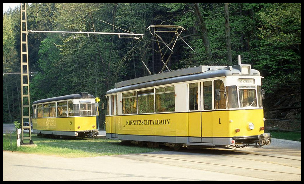 TW 1 am 3.5.1995 im Endhaltepunkt Lichtenhainer Wasserfall.