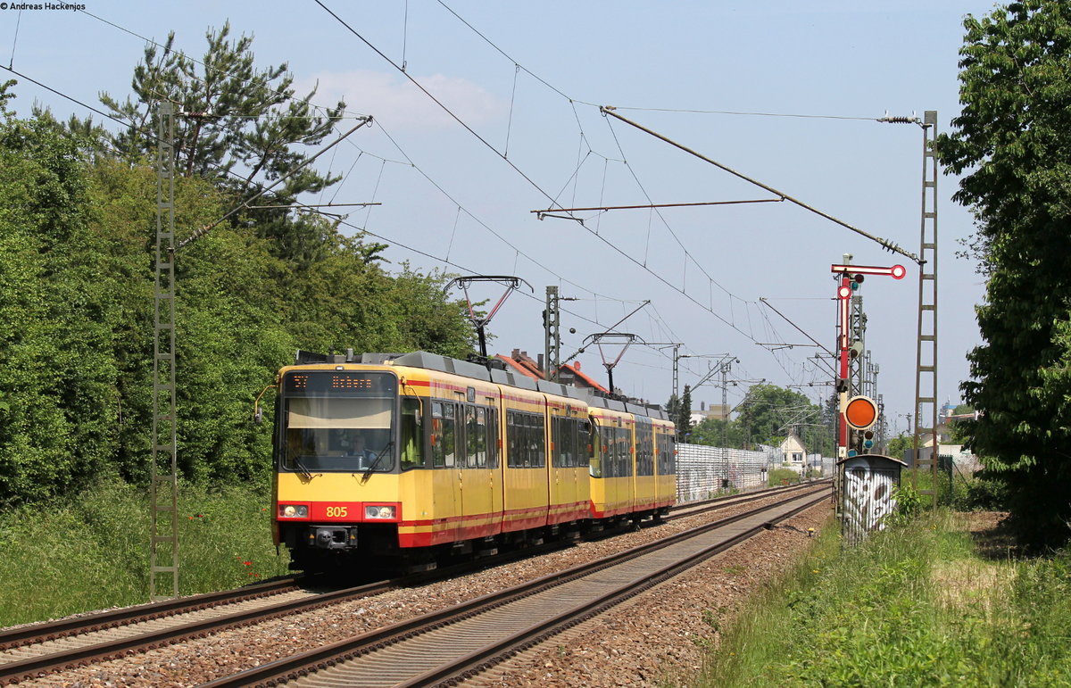 Tw 805 und Tw878 als S7 nach Achern bei Durmersheim 18.5.18