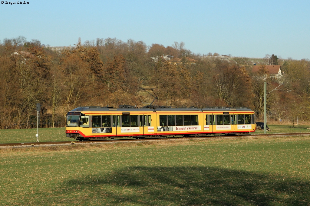 TW 863 als S31 nach Karlsruhe Hbf bei Zeutern, 09.03.2015.