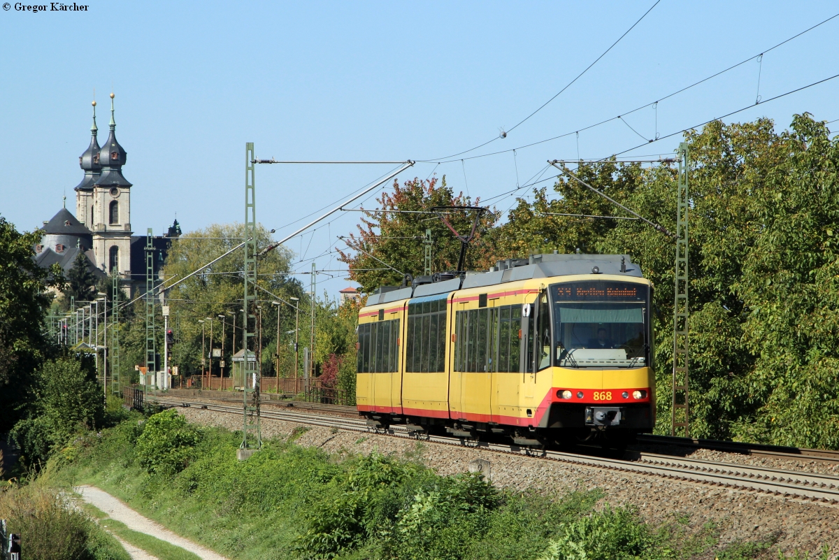 TW 868 als S9 nach Bretten bei Bruchsal-Schlachthof, 01.10.2015.