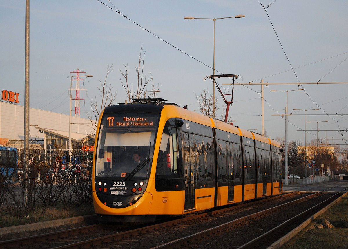 Tw.2225 kurz hinter der Endstelle Savoya Park. ( 22.02.2016 ) 