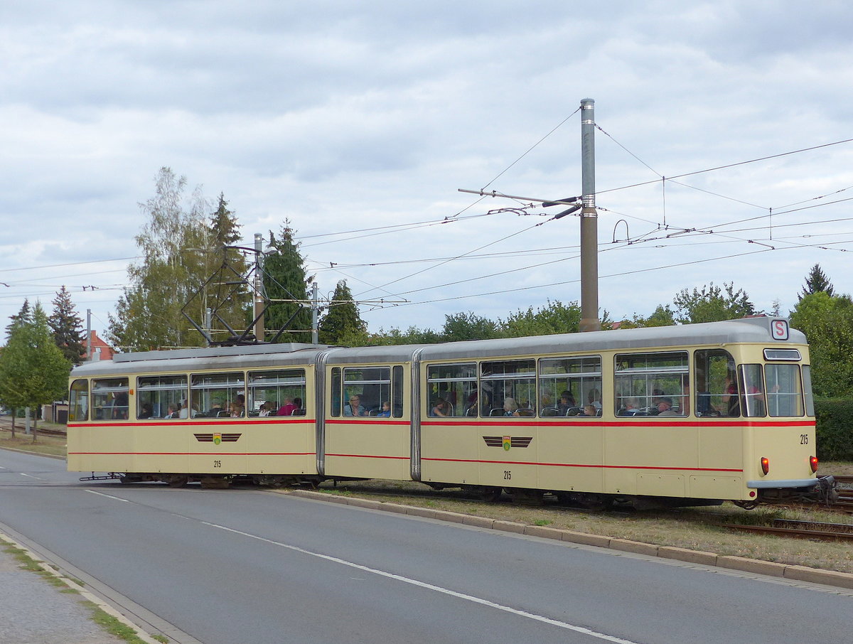 TWSB 215 als Sonderfahrt von Gotha-Boxberg, am 15.09.2018 bei der Fahrt in den Betriebshof in Gotha.