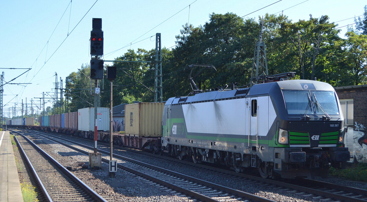 TX Logistik AG, Bad Honnef [D]mit der ELL Vectron  193 267  [NVR-Nummer: 91 80 6193 267-2 D-ELOC] und Containerzug Richtung Hamburger Hafen am 08.09.21 Durchfahrt Bf. Hamburg-Harburg.