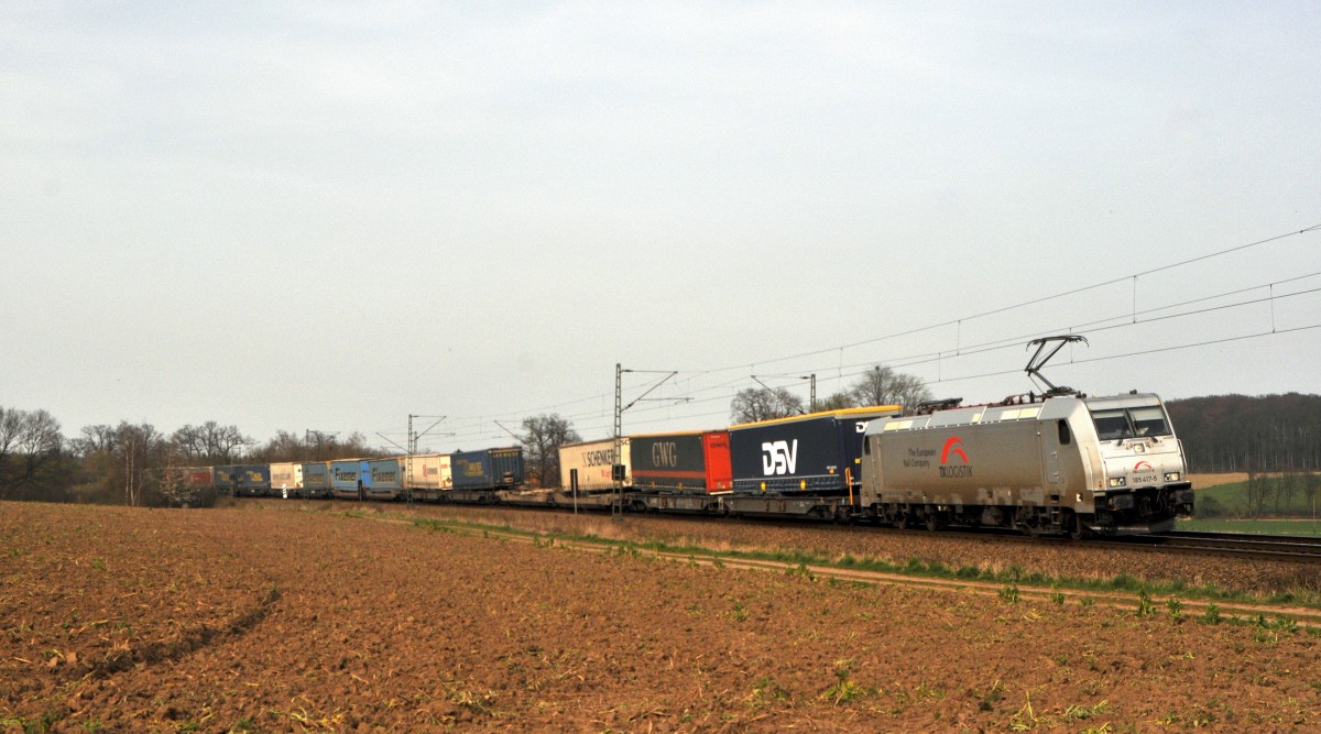 TX Logistik Austria 185 417 mit KLV-Zug Richtung Osnabrück bei Vehrte am 30.03.14.