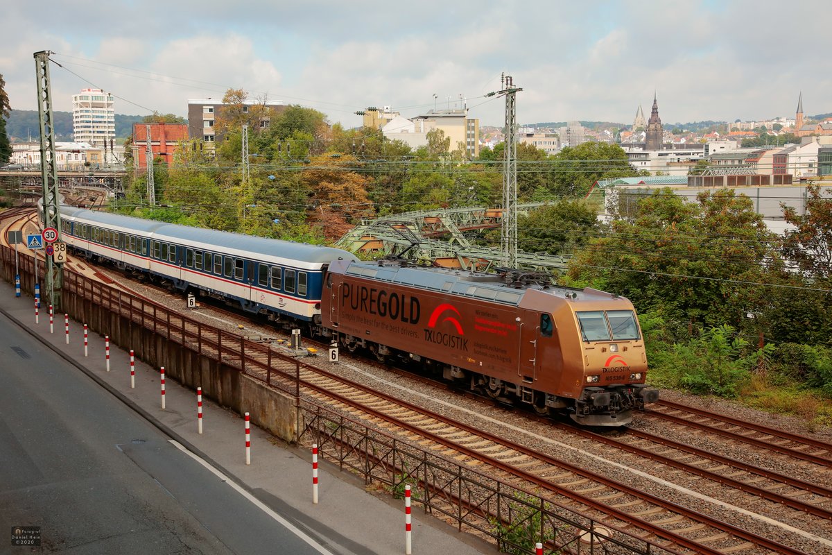 TXL 185 538-6  Pure Gold  mit NX-Ersatzzug RB48 in Wuppertal, am 18.08.2020.
