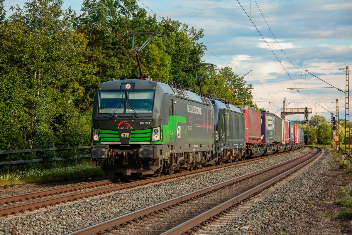 TXL 193 274 mit KLV in Thüngersheim, August 2021.