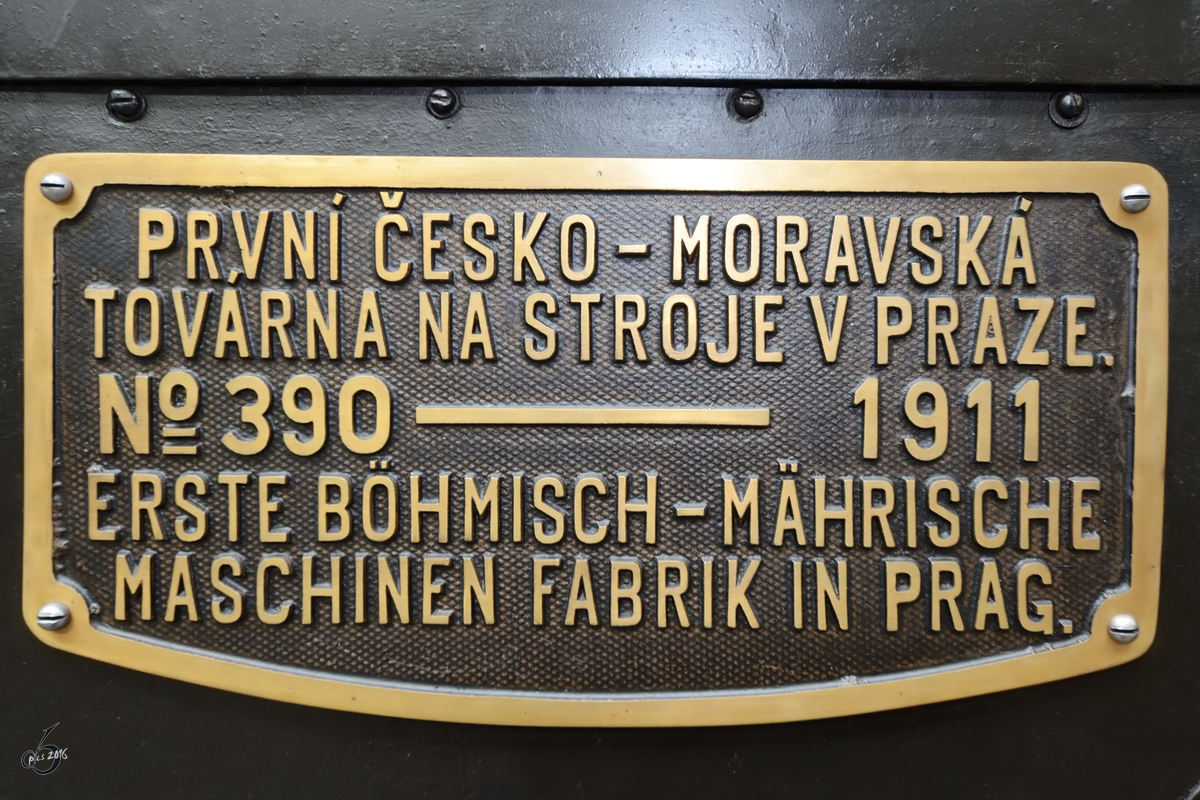 Typenschild der 375 007 im Technischen Nationalmuseum Prag (September 2012)