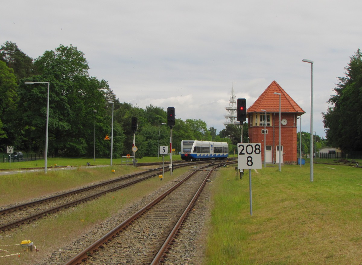 UBB 646 101-5 als UBB 24973 von Wolgast nach Swinoujscie Centrum, am 29.05.2014 bei der Einfahrt in Heringsdorf (Usedom).