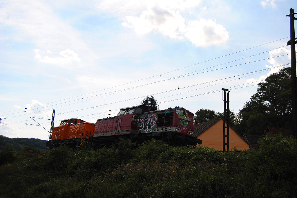 berfhrung zweier unbekannter Lokomotiven bei Bad Ksen am 29.08.2013.