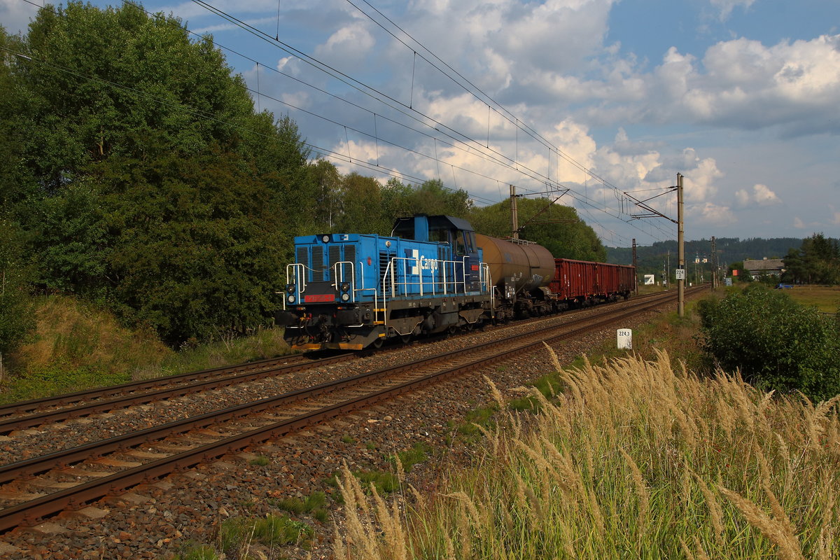 Übergabe Mn 87200 mit 731 015 bei Chotikov gen Cheb am 27.08.2019