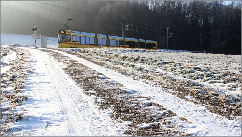 
Überlandlinie 10, zwischen Rodersdorf und Leymen; Januar 2017