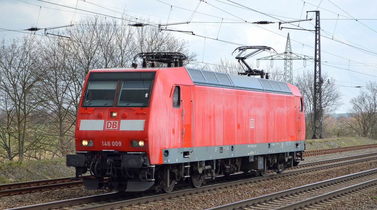 Überraschend fuhr DB Regio AG [D] mit  146 009  [NVR-Nummber: 91 80 6146 009-6 D-DB] außerhalb ihres Einsatzgebietes durch den Bf. Saarmund am 04.03.20. Ich hörte dann das sie eine PbZ Fuhre mit DB Regio Doppelstockgarnitur wohl nach Berlin Lichtenberg gebracht hatte.