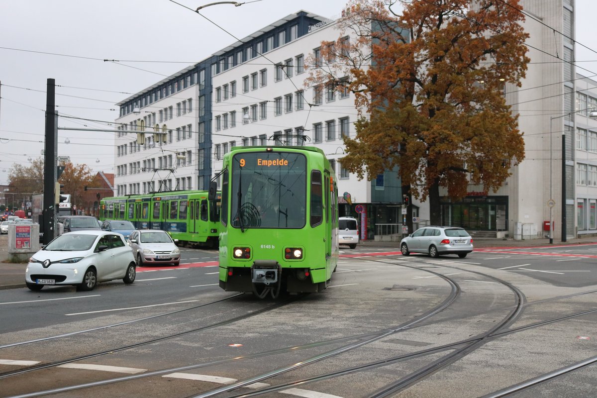 ÜSTRA Hannover Düwag TW6000 Wagen 6145 am 15.11.19 in Hannover