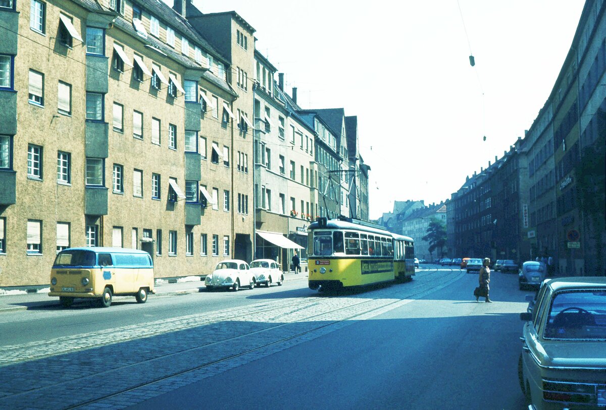 Ulm 08-09-1973 Linie 1 Wagnerstr. mit Tw 7 (GRW4; ME 1958)