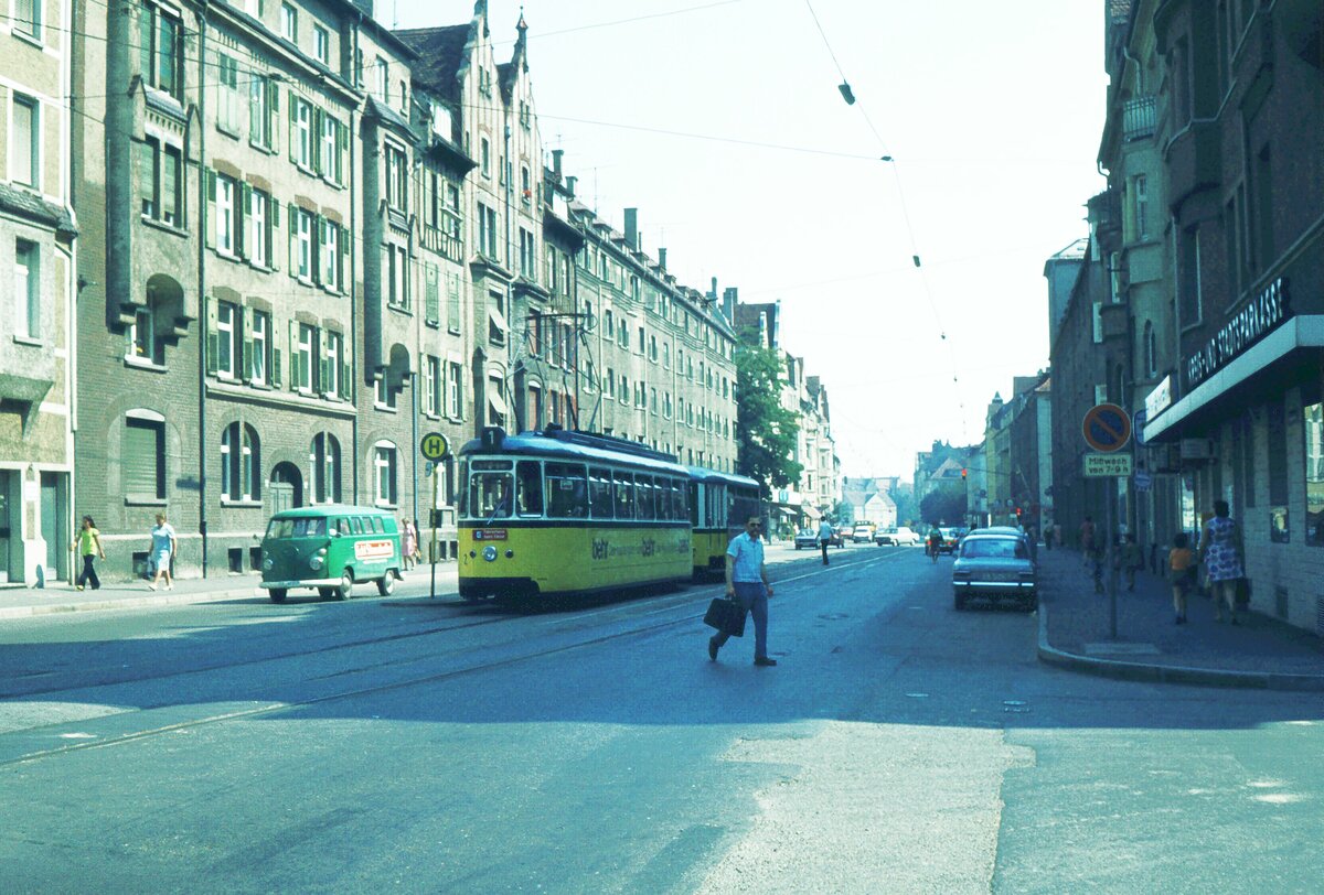 Ulm 08-09-1973 Linie 1 Wagnerstr. mit Tw 2 (GRW4; ME 1958)