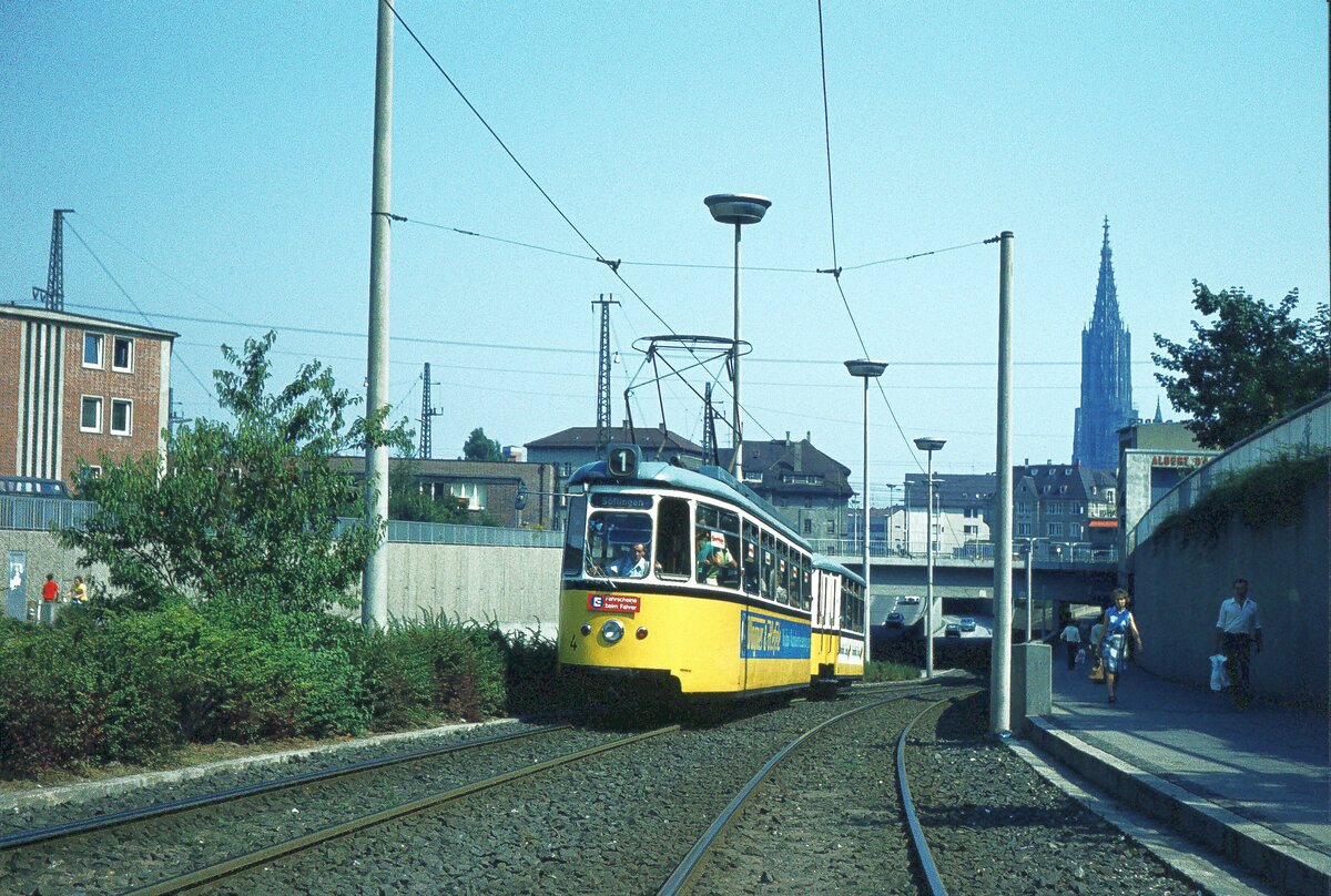 Ulm_08-09-1973  L.1 Bahnunterführung Tw  4 Bj. 1958.