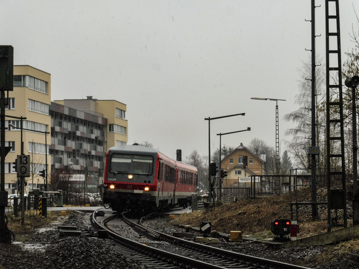 Ulms letzter 628.2 in form des 278(Ex Haltingen) auf dem Weg nach Aulendorf bei Wangen(Allgäu), Februar 2018