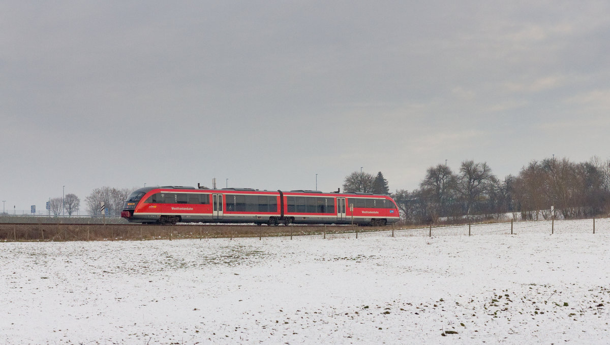 Unbekannter 642 als RE Heilbronn-Hessental am 11.01.2021 bei Waldenburg. 