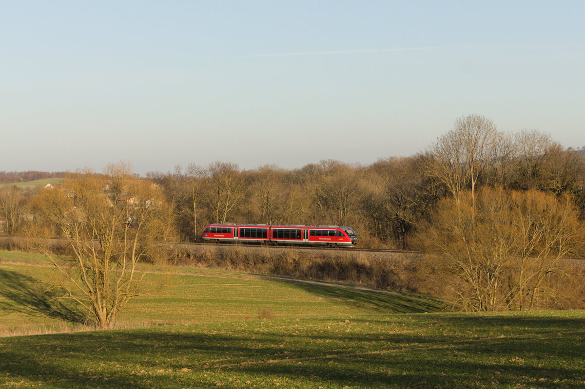 Unbekannter 642 als RE Heilbronn-Hessental am 24.03.2021 bei Neuenstein-Untereppach.
