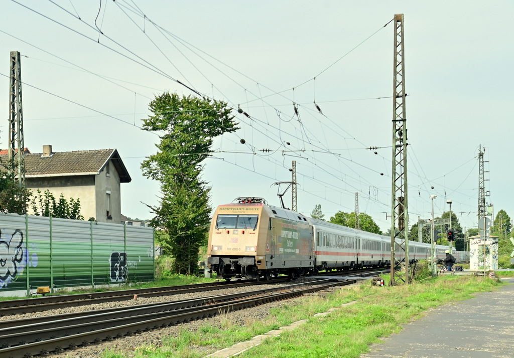 Und dann kommt die  101 088  Dampfbahnroute Sachsen  durch NRW gefahren, hier ist sie mir am 23.9.2022 in Alter gen Bonn fahrend vor die Optik geraten.