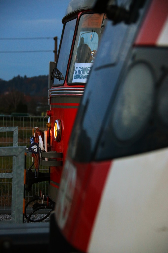 Und noch ein Treffen der Generationen im Bahnhof Sankt Matin im Sulmtal Bergla. 25.10.2015