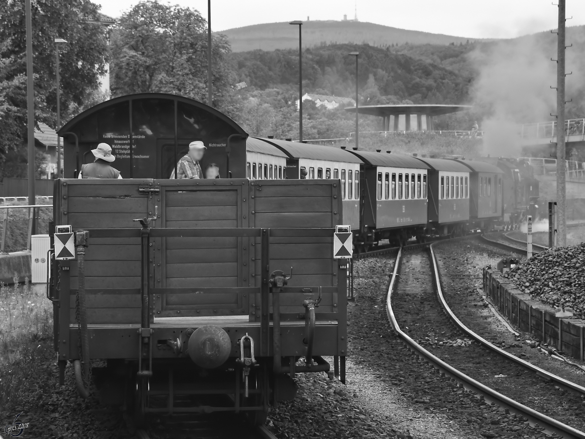 Und wieder dampft ein Zug der Harzer Schmalspurbahnen in Richtung Brocken. (Wernigerode, AUgust 2018)