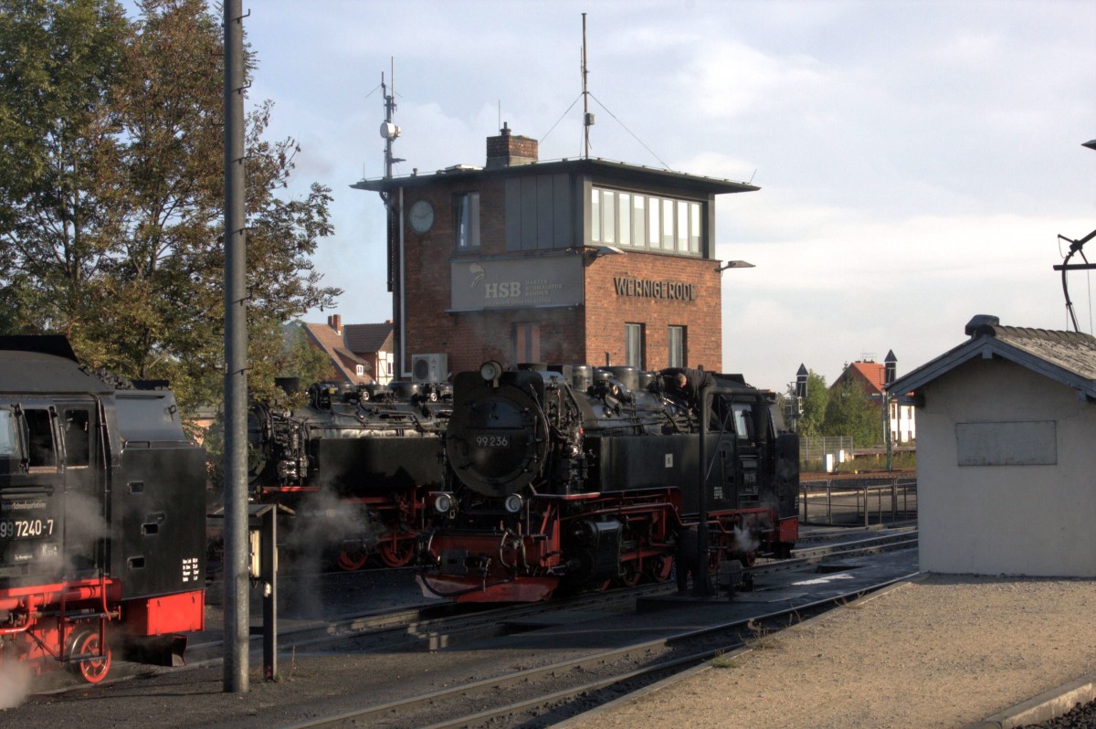 Unter Dampf stand u. a. 99236 am Morgen des 27.09.2015 im BW Wernigerode der Harzer Schmalspurbahnen.