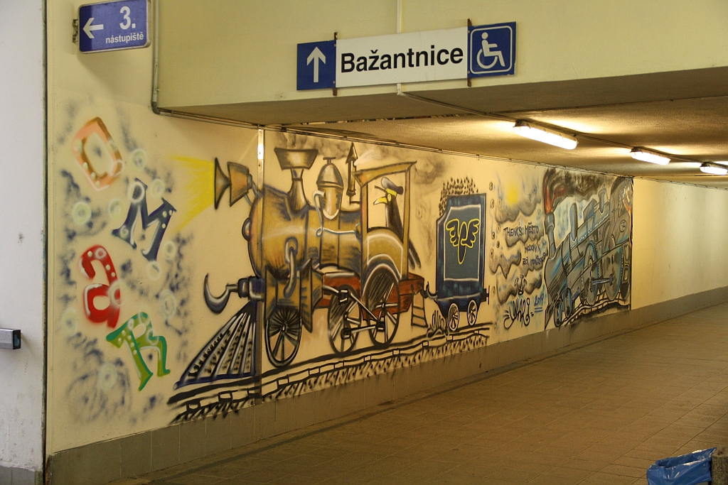 Unterführung im Bahnhof Hodonin am 03.August 2019.