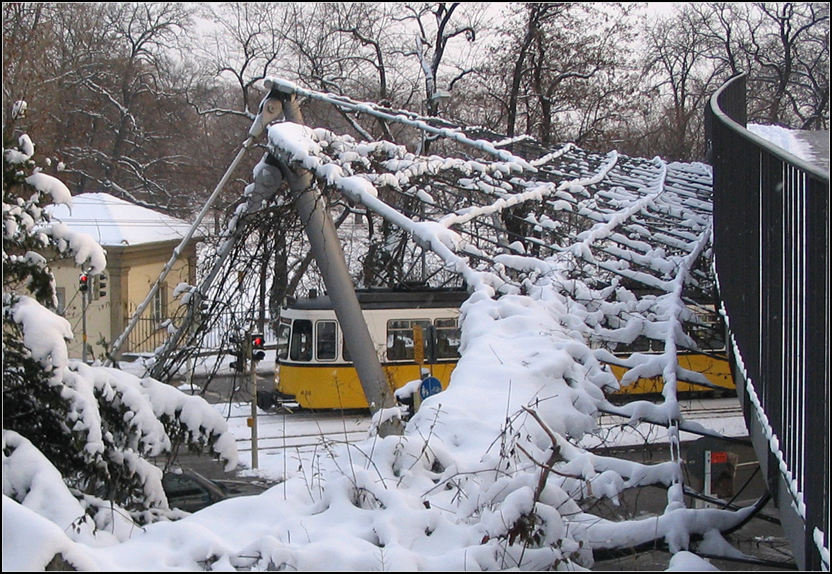 Unterm eingeschneiten Seilnetz -

Eine Straßenbahn der Stuttgarter Linie 15 am Löwentor. 

29.12.2005 (J)