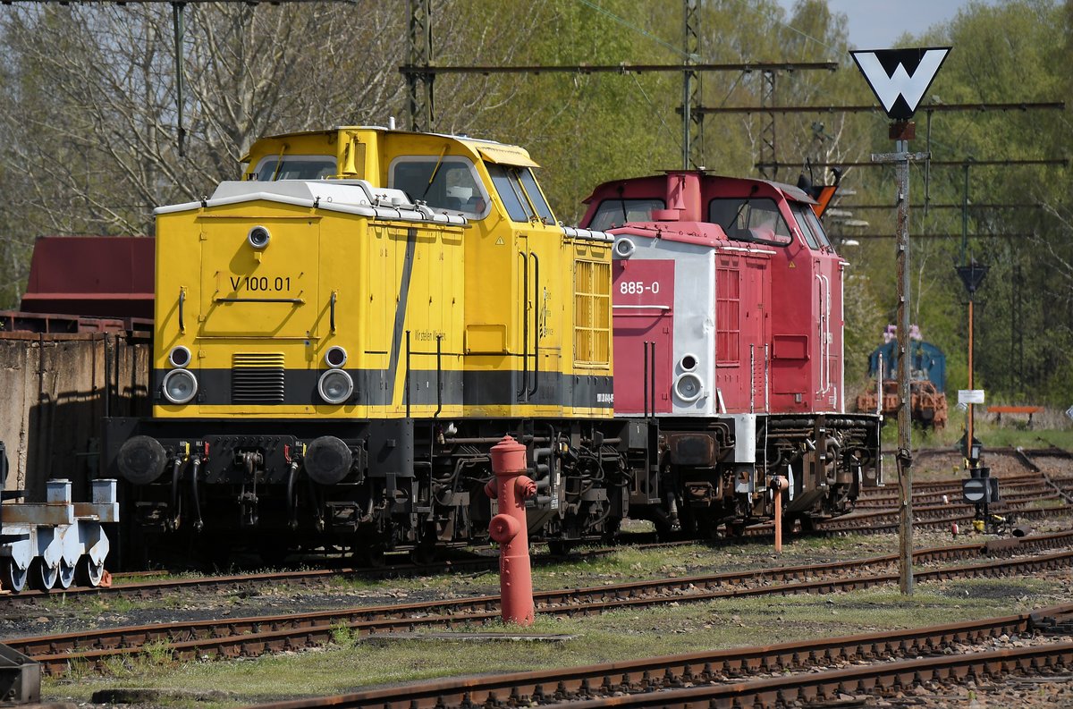 V 100.01 (202 451) & 202 558 am 30.04.17 im Sächsischen Eisenbahnmuseum