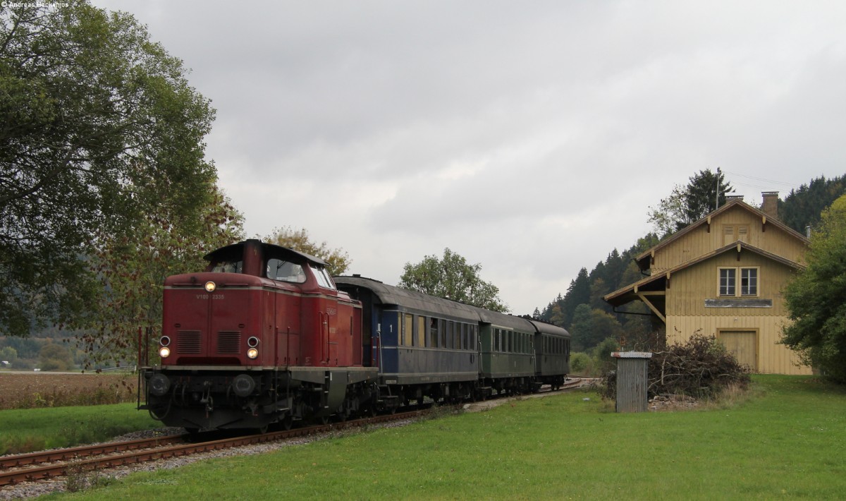 V100 2335 mit dem DPE 92000 (Stuttgart Hbf-Waldshut) bei Riesschingen 12.10.13