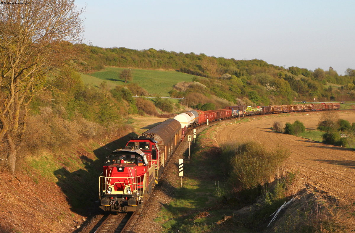 V180 und V150 mit dem DGZ 91213 (Mengen-Ulm Rbf) bei Ehingen 21.4.17