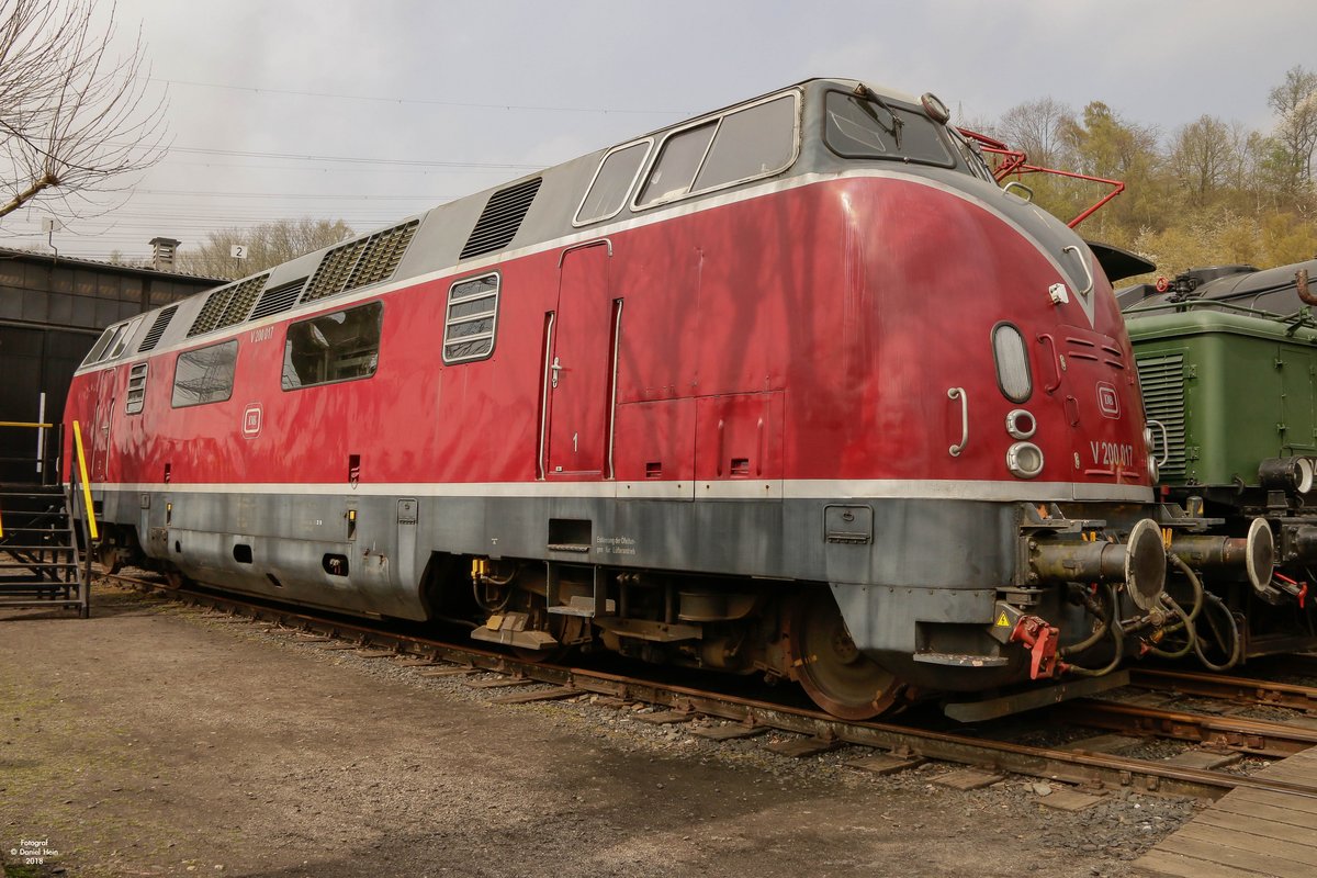 V200 017 im Eisenbahnmuseum Bochum Dahlhausen, am 14.04.2018.