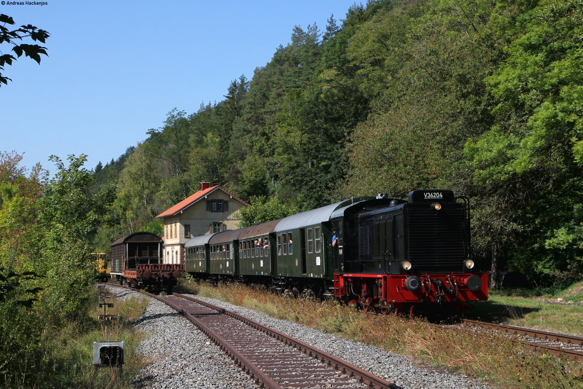 V36 204 mit dem Mittagszug nach Zollhaus Blumberg in Grimmelshofen 15.9.19