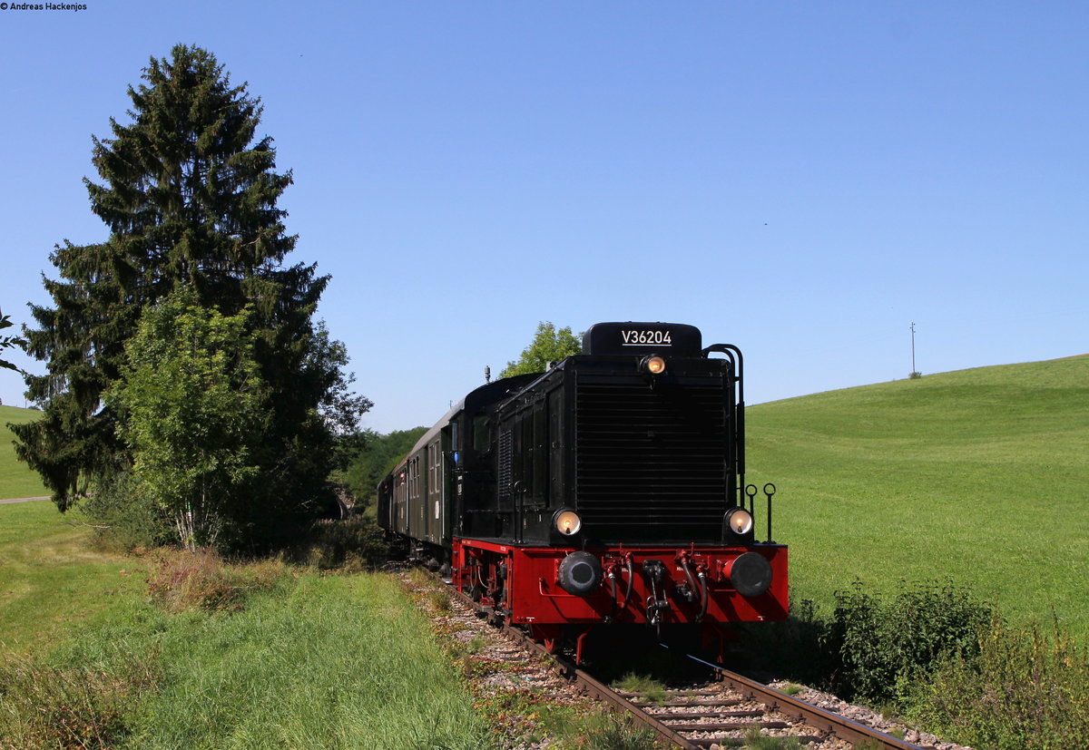 V36 204 mit dem Mittagszug nach Zollhaus Blumberg bei Epfenhofen 15.9.19