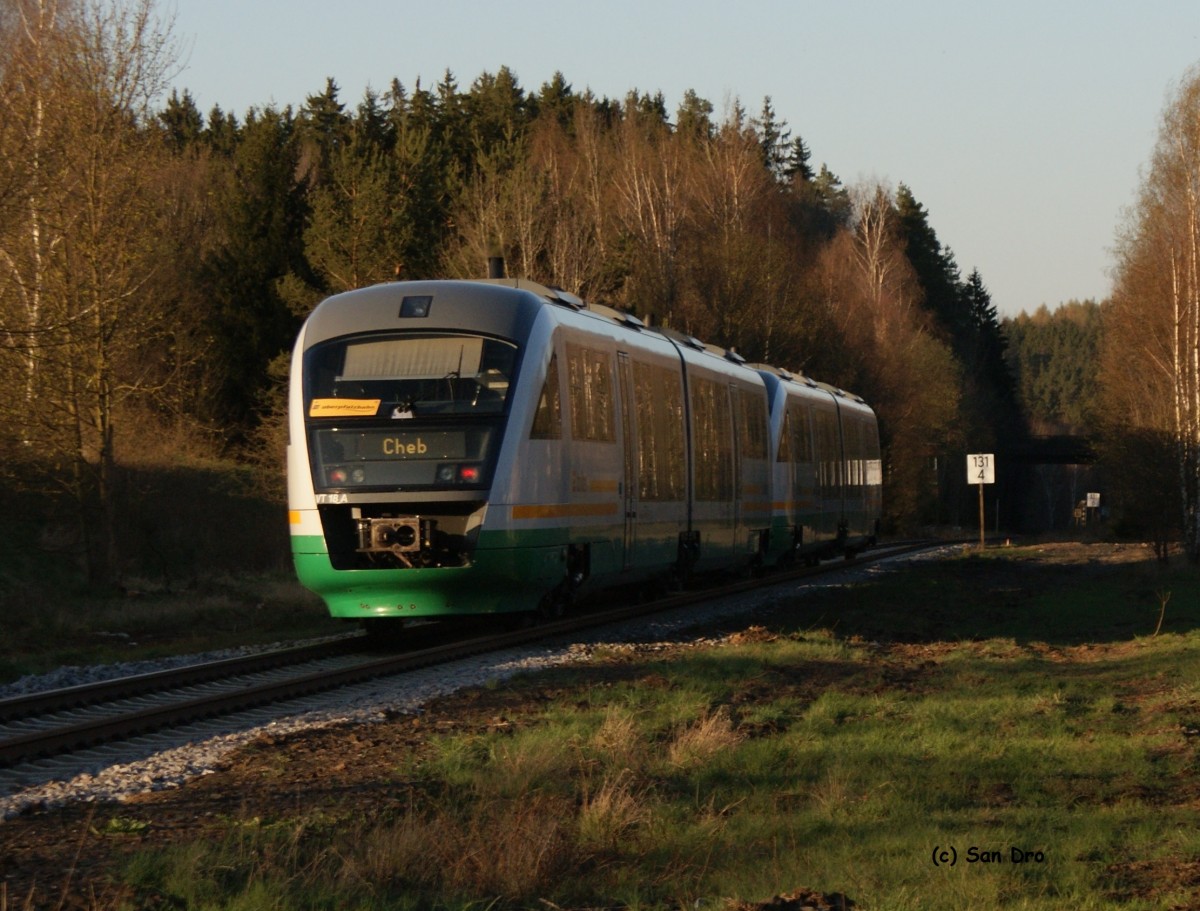 VBG VT21 und VT18 als OPB nach Cheb in Seußen. (Nachschuss) 21.04.15