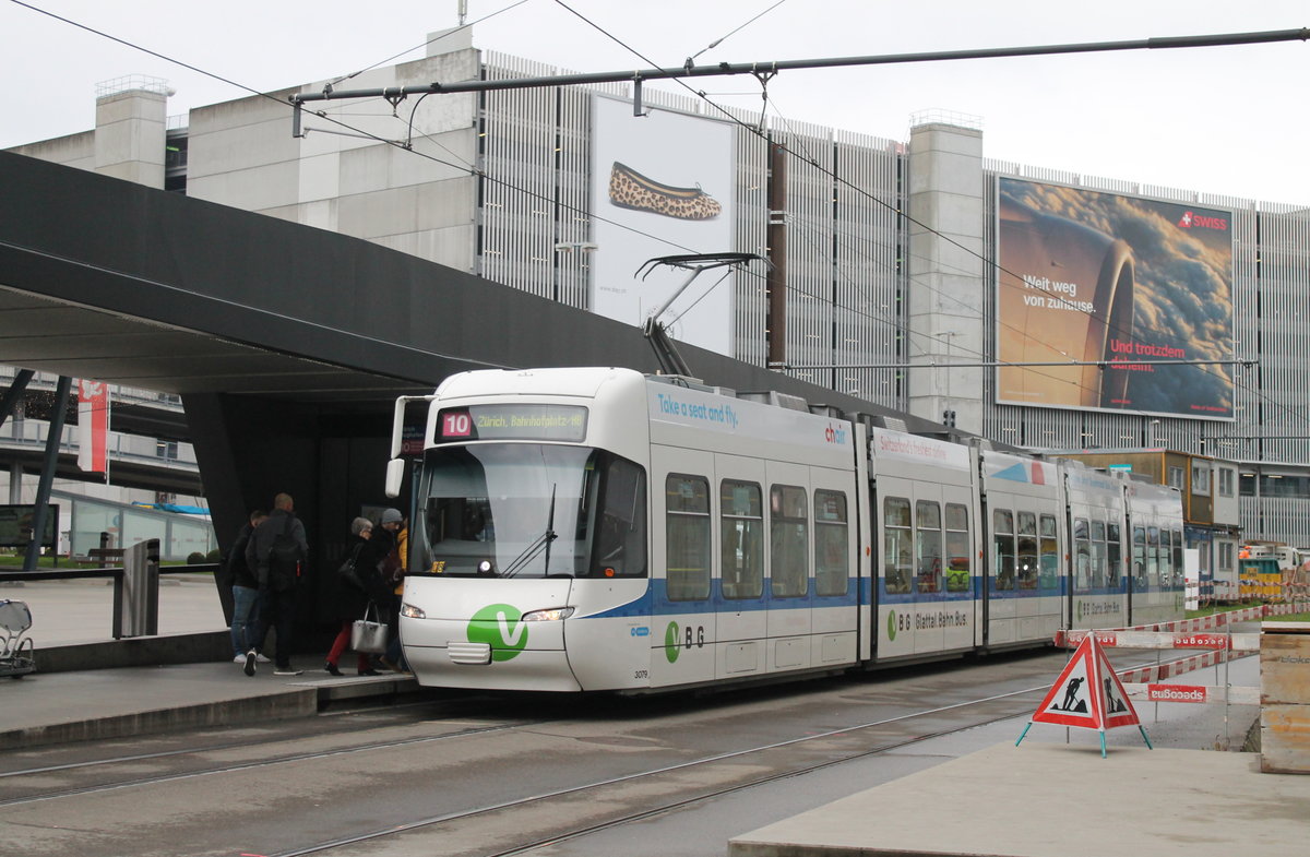 VBG/VBZ Nr. 3079 (Be 5/6 ''Cobra'') am 2.12.2019 beim Flughafen Zürich