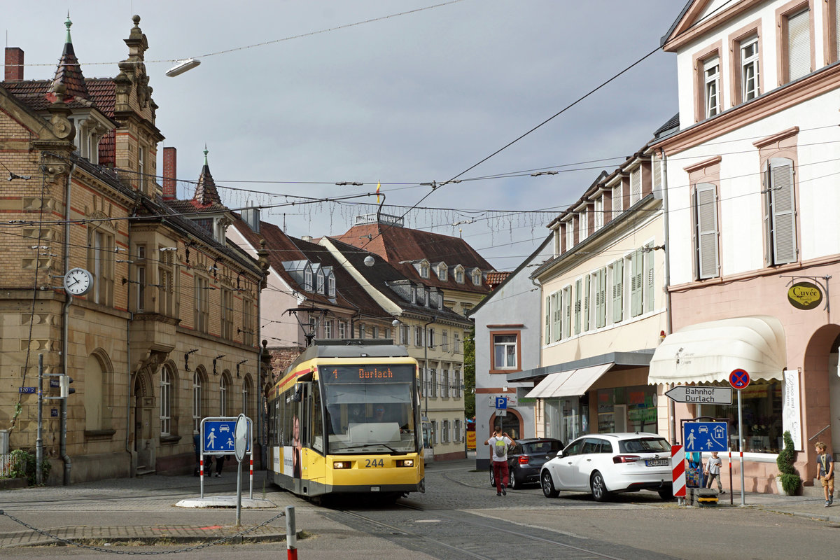 VBK - Verkehrsbetriebe Karlsruhe.
Strassenbahnimpressionen der Linie 1 vom 13. September 2019.
Foto: Walter Ruetsch