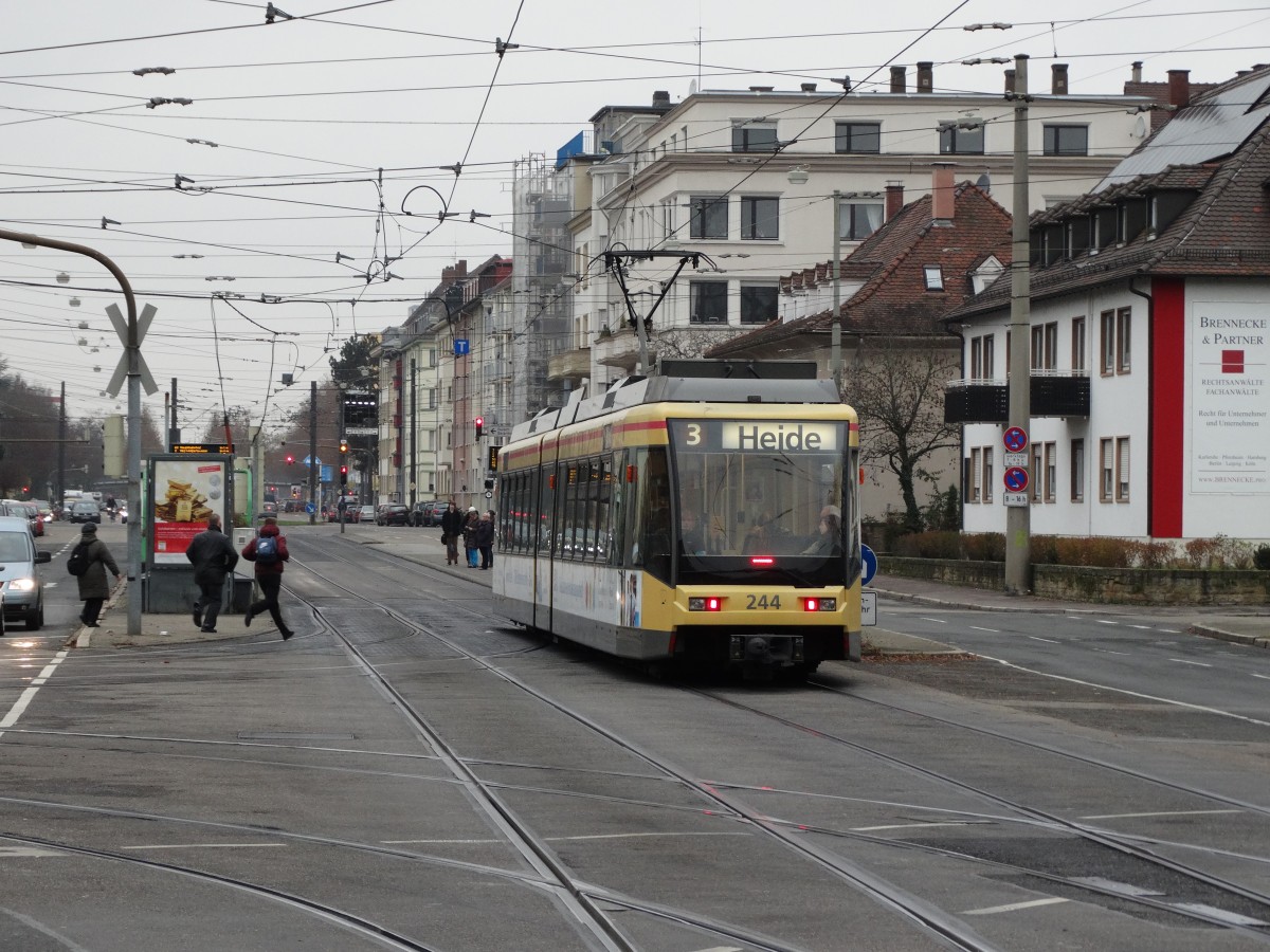 VBK Wagen 244 am 04.12.14 in Karlsruhe 