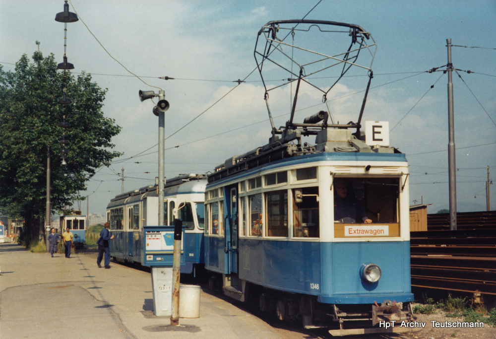 VBZ - Be 4/4 1346 mit dem Be 4/6 1648 unterwegs in Juni 1995 .. Archiv Teutschmann